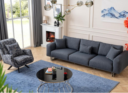 Sofagarnitur 4+1 Sitzer Luxus Garnitur Set Sofas Sessel Stoff Polster